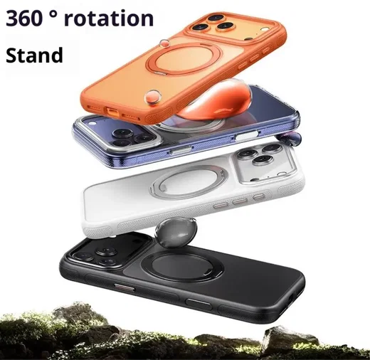 Apple iPhone 17 Pro Premium Hoesje MagSafe Kickstand Oranje afbeelding 7