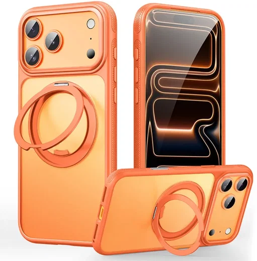 Apple iPhone 17 Pro Max Premium Hoesje MagSafe Kickstand Oranje afbeelding 1