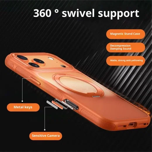 Apple iPhone 17 Pro Max Premium Hoesje MagSafe Kickstand Oranje afbeelding 8