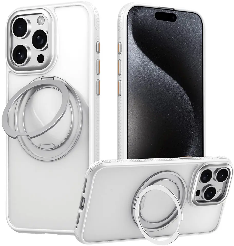 Apple iPhone 16 Pro Max Premium Hoesje MagSafe Kickstand Wit afbeelding 1
