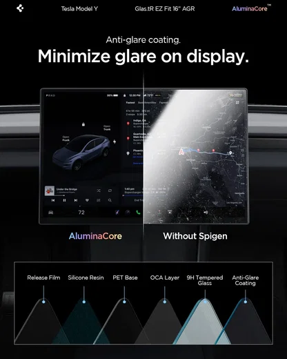 Spigen EZ Fit GLAS.tR Tesla Model Y Anti-Glare Screen Protector afbeelding 3