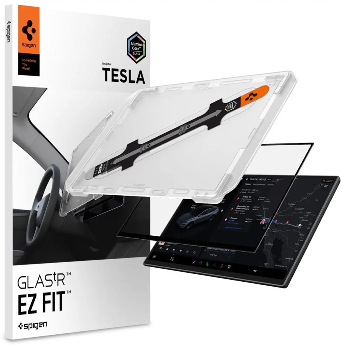 Spigen EZ Fit GLAS.tR Tesla Model Y Screen Protector afbeelding 1