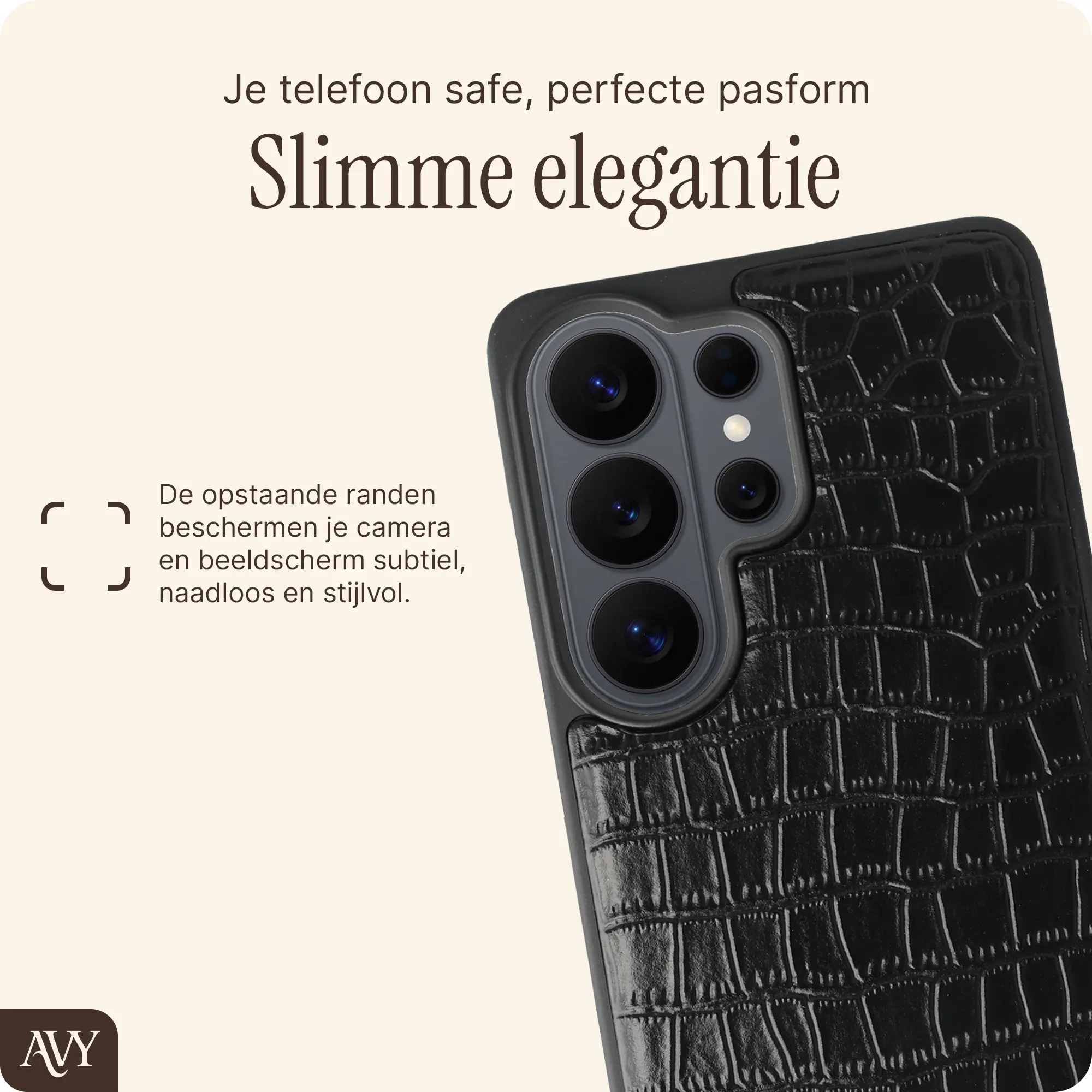 AVY Samsung Galaxy S26 Ultra - Classic Kit - Leather Croco Zwart afbeelding 9