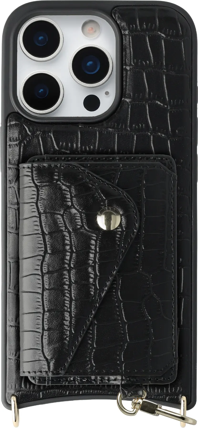 AVY Apple iPhone 16 Pro - Classic Kit - Leather Croco Zwart afbeelding 1