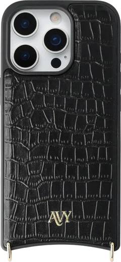 AVY Apple iPhone 16 Pro - Classic Kit - Leather Croco Zwart afbeelding 11