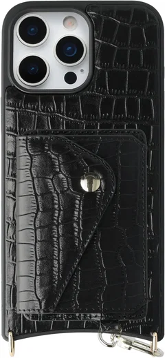 AVY Apple iPhone 16 Pro Max - Classic Kit - Leather Croco Zwart afbeelding 1