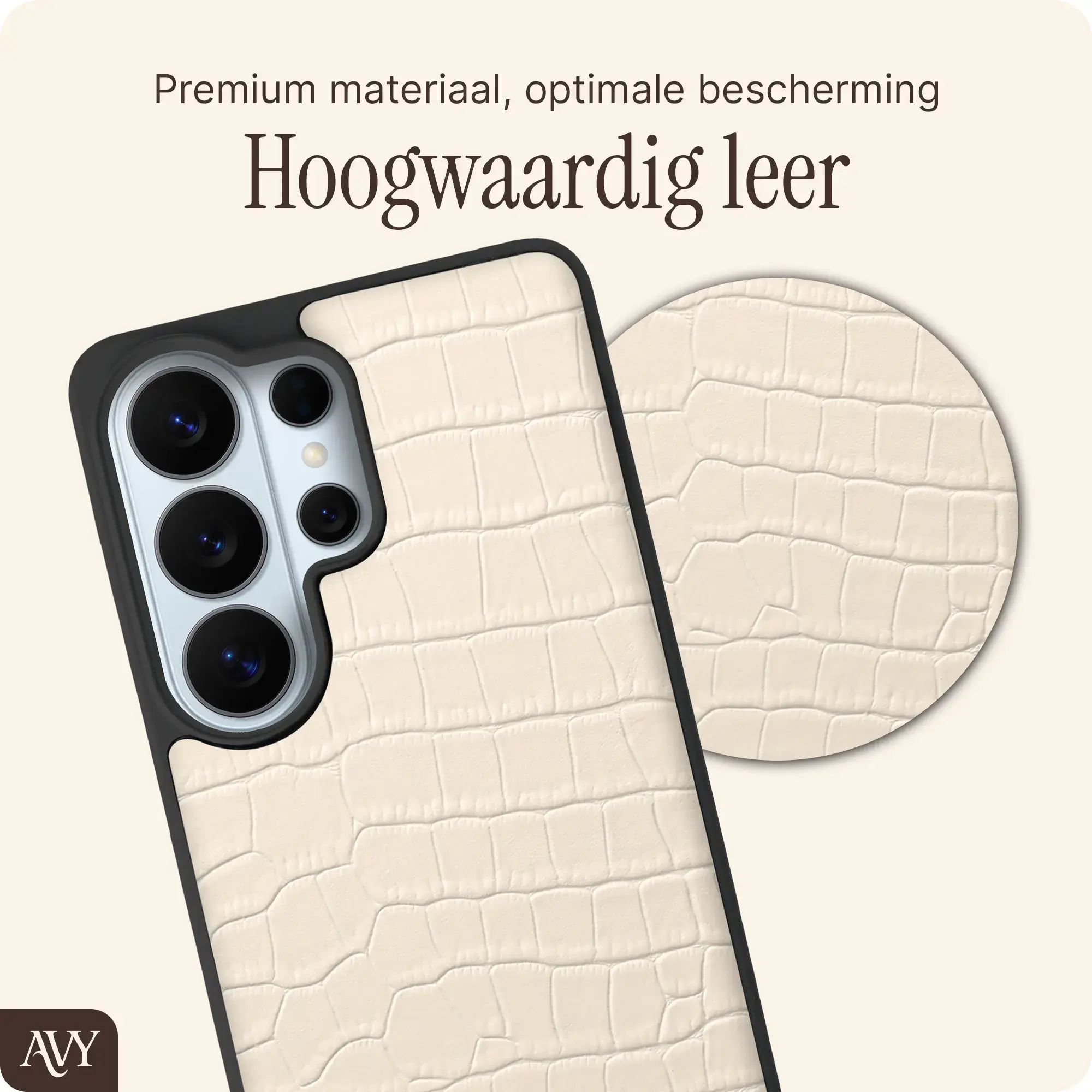 AVY Samsung Galaxy S26 Ultra - Classic Kit - Leather Croco Beige afbeelding 5