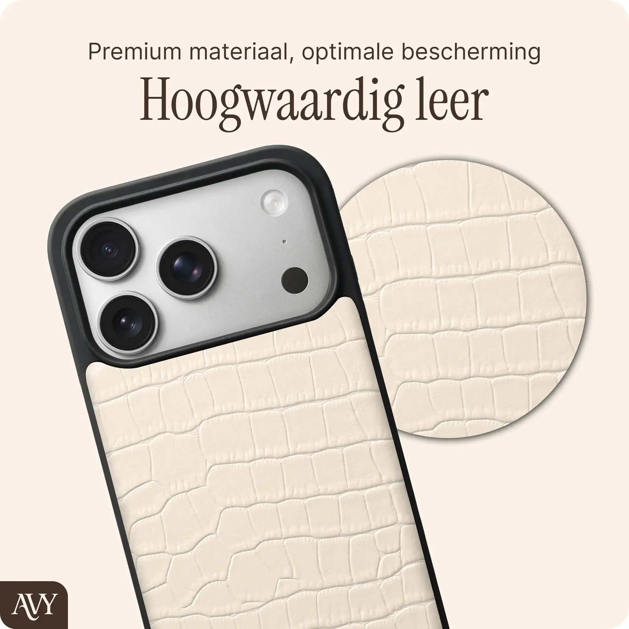 AVY Apple iPhone 17 Pro - Classic Kit - Leather Croco Beige afbeelding 6