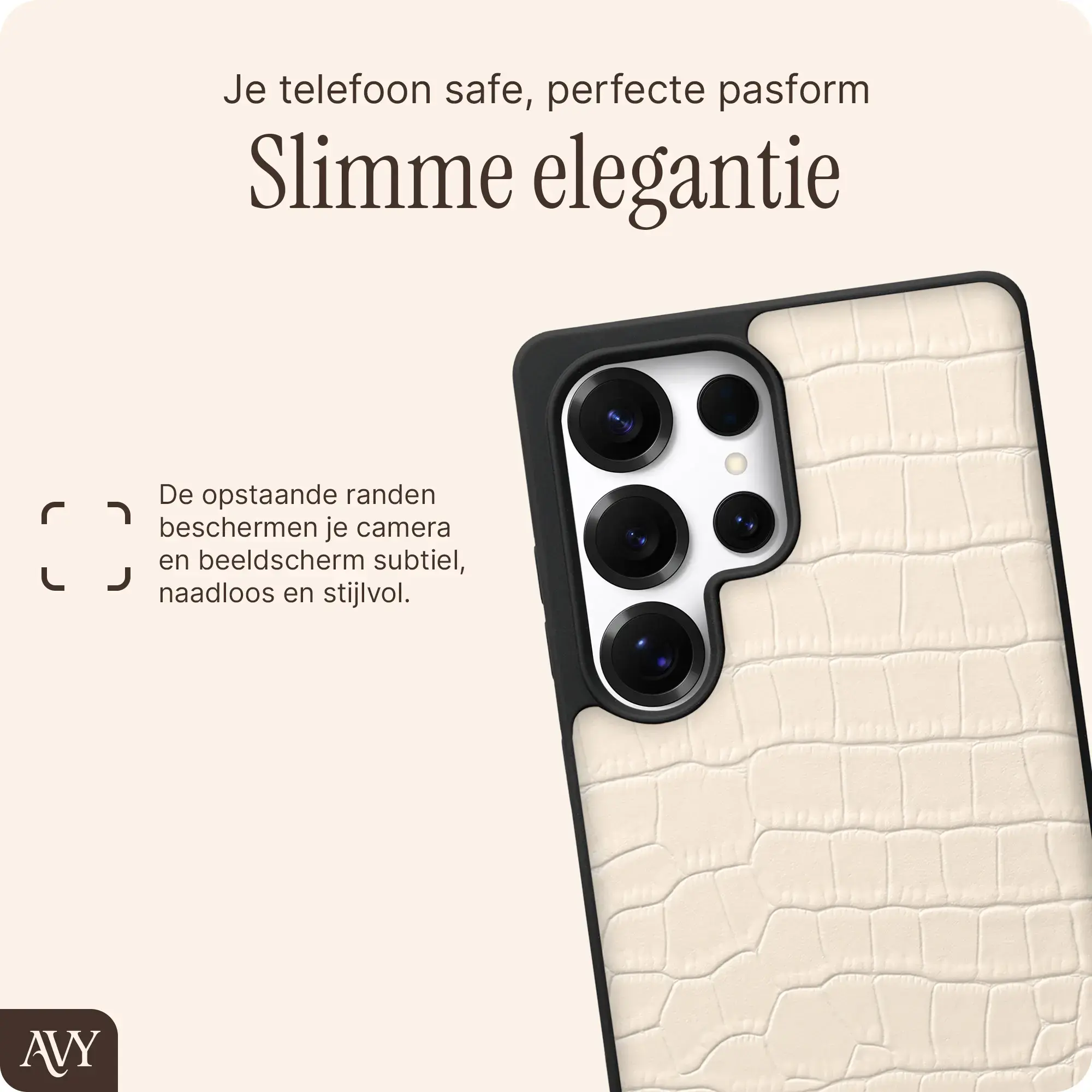 AVY Samsung Galaxy S25 Ultra - Classic Kit - Leather Croco Beige afbeelding 10