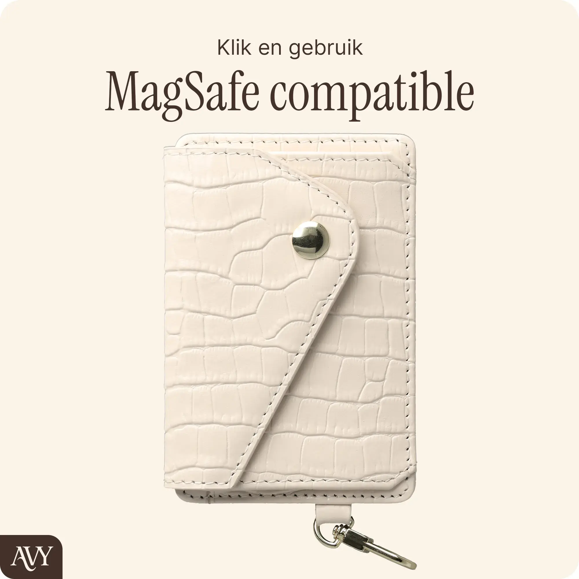AVY Apple iPhone 16 - Classic Kit - Leather Croco Beige afbeelding 9