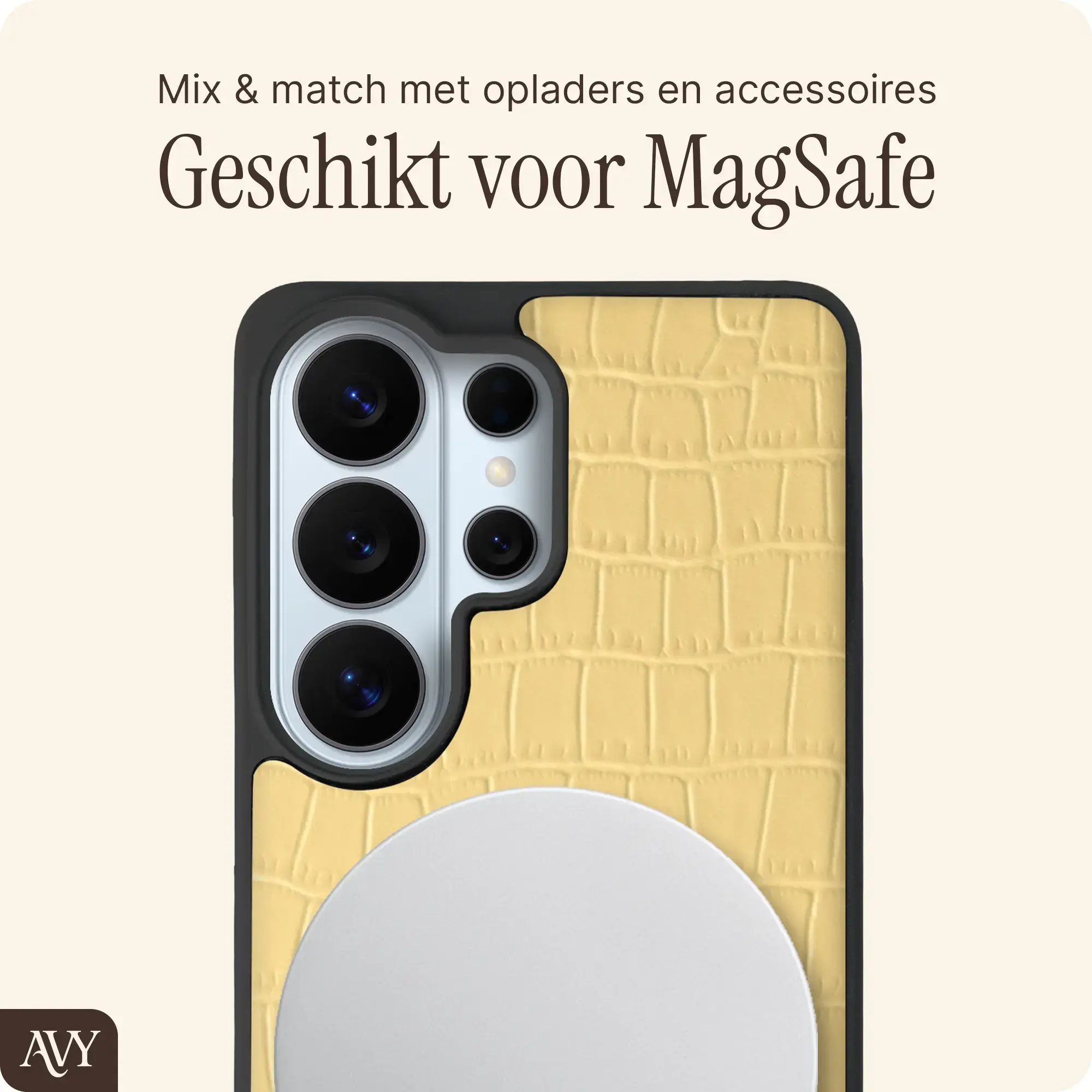 AVY Samsung Galaxy S26 Ultra - Classic Kit - Leather Croco Geel afbeelding 6