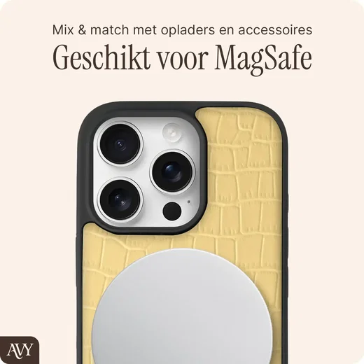 AVY Apple iPhone 16 Pro Max - Classic Kit - Leather Croco Geel afbeelding 7