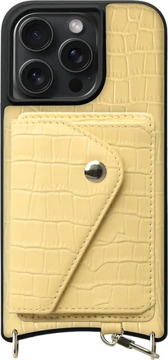 AVY Apple iPhone 15 Pro Max - Classic Kit - Leather Croco Geel afbeelding 1