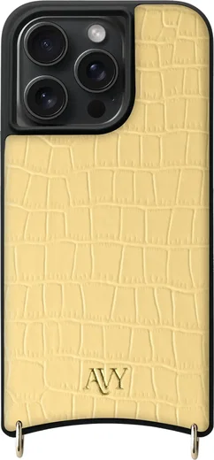 AVY Apple iPhone 15 Pro Max - Classic Kit - Leather Croco Geel afbeelding 12