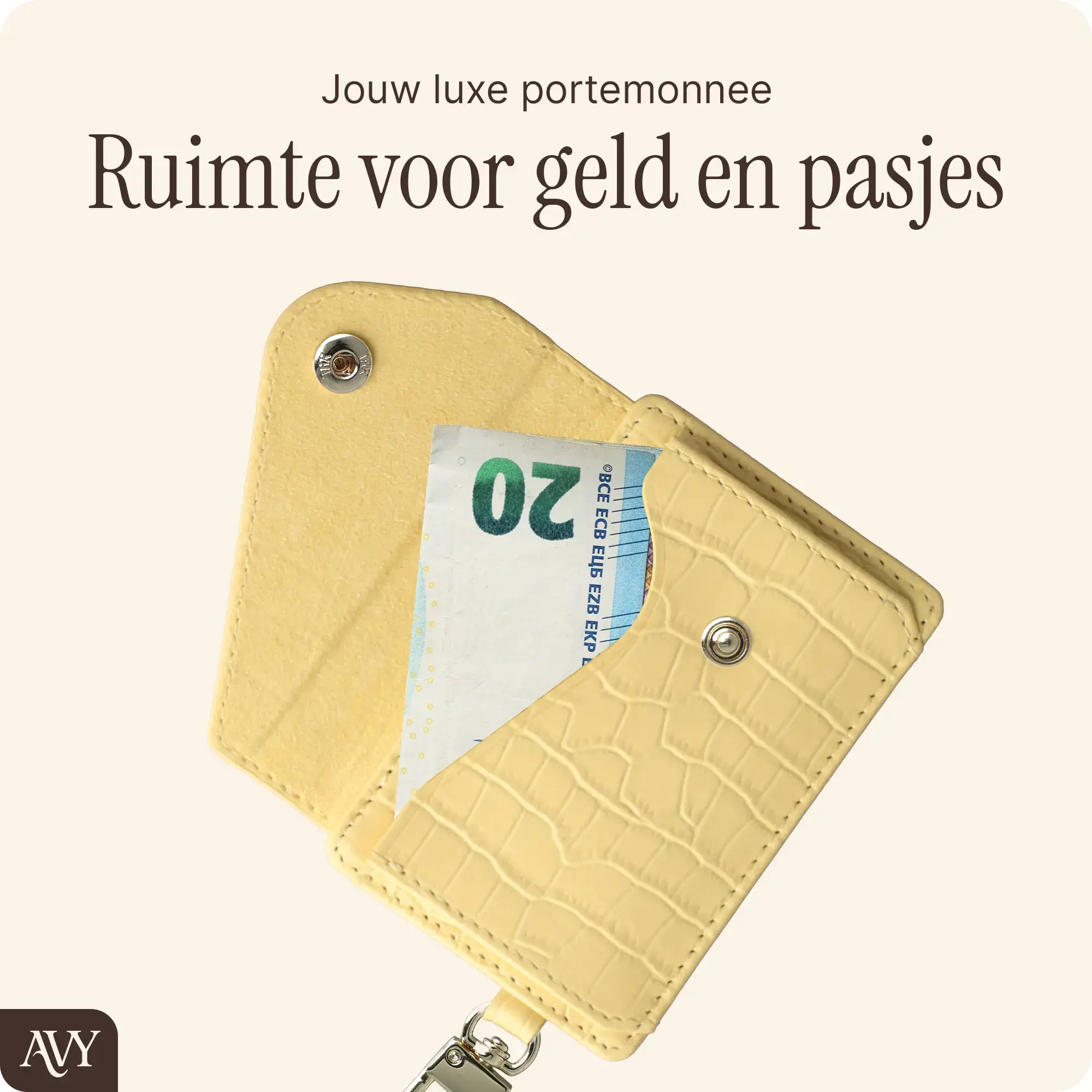 AVY Apple iPhone 14 / 13 - Classic Kit - Leather Croco Geel afbeelding 8