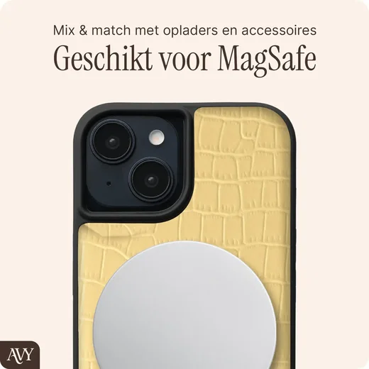 AVY Apple iPhone 14 / 13 - Classic Kit - Leather Croco Geel afbeelding 6