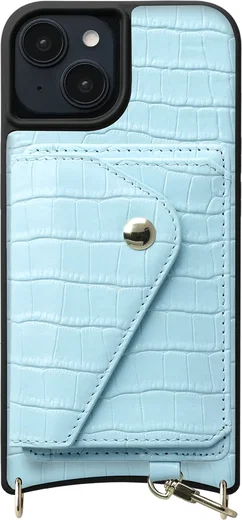 AVY Apple iPhone 14 / 13 - Classic Kit - Leather Croco Blauw afbeelding 1