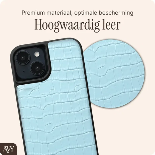 AVY Apple iPhone 14 / 13 - Classic Kit - Leather Croco Blauw afbeelding 5