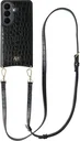 AVY Samsung Galaxy S26 - Essential Kit - Croco Zwart - Long Leather