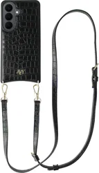 AVY Samsung Galaxy S26 - Essential Kit - Croco Zwart - Long Leather afbeelding