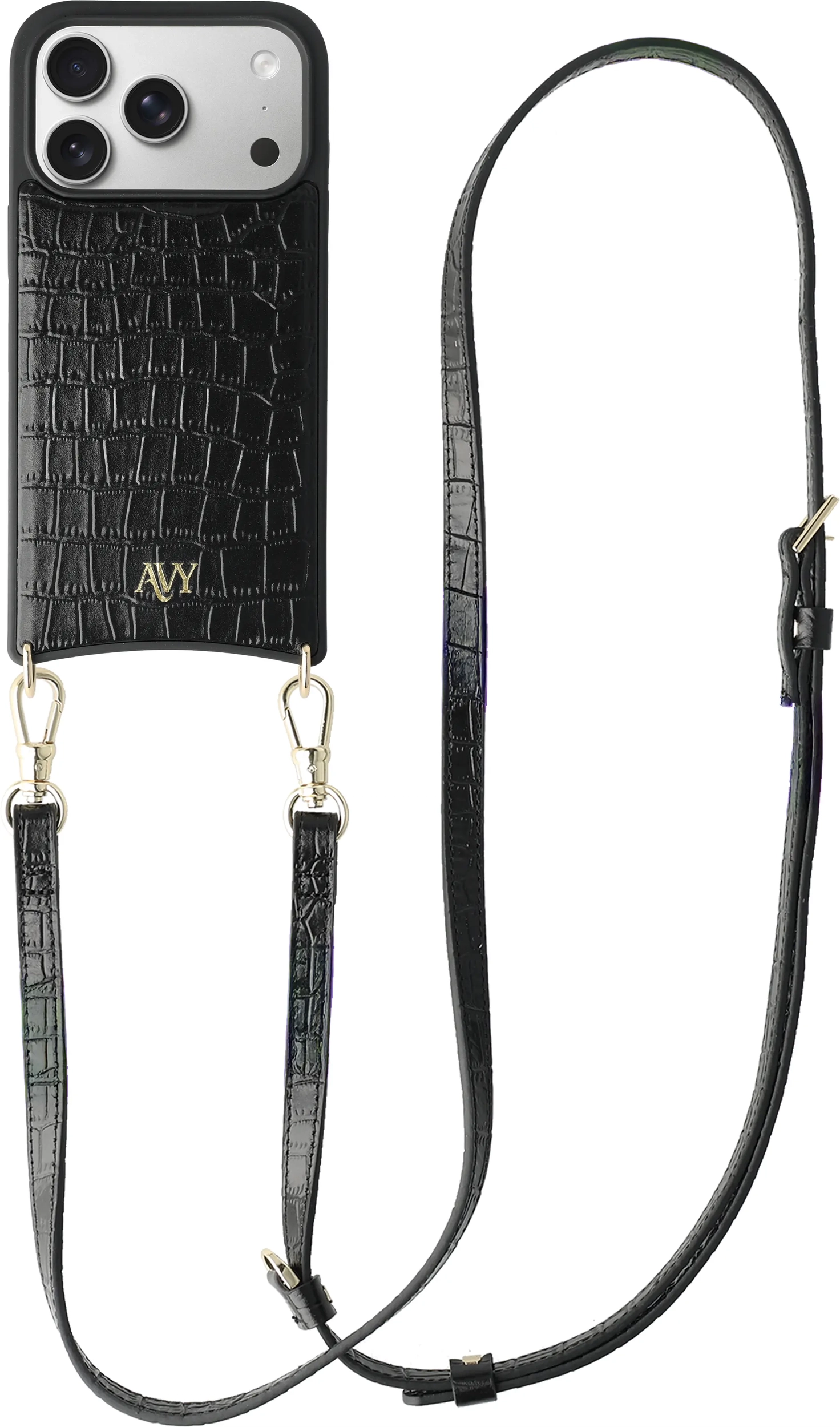 AVY Apple iPhone 17 Pro - Essential Kit - Croco Zwart - Long Leather afbeelding 1