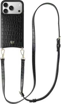 AVY Apple iPhone 17 Pro - Essential Kit - Croco Zwart - Long Leather