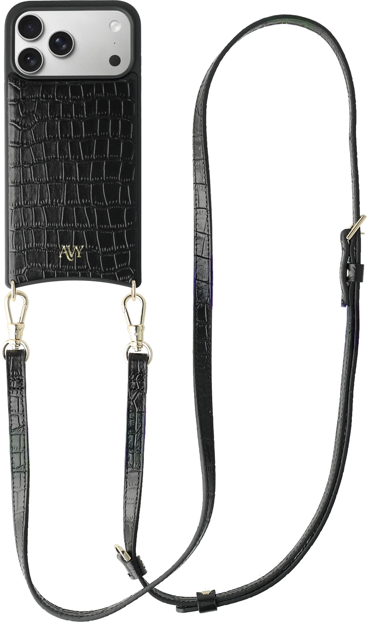 AVY Apple iPhone 17 Pro Max - Essential Kit - Croco Zwart - Long Leather afbeelding 1