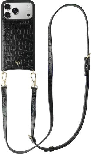 AVY Apple iPhone 17 Pro Max - Essential Kit - Croco Zwart - Long Leather afbeelding 1