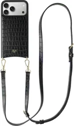 AVY Apple iPhone 17 Pro Max - Essential Kit - Croco Zwart - Long Leather afbeelding