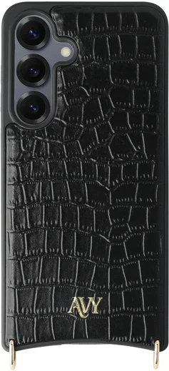 AVY Samsung Galaxy S25 / S24 - Essential Kit - Croco Zwart - Long Leather afbeelding 10
