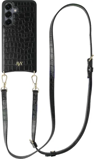 AVY Samsung Galaxy S25 / S24 - Essential Kit - Croco Zwart - Long Leather afbeelding 1