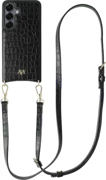 AVY Samsung Galaxy S25 / S24 - Essential Kit - Croco Zwart - Long Leather