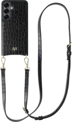 AVY Samsung Galaxy S25 / S24 - Essential Kit - Croco Zwart - Long Leather afbeelding