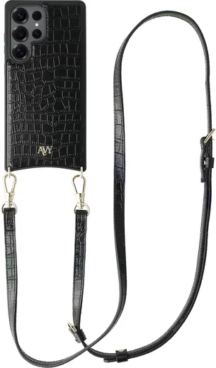 AVY Samsung Galaxy S25 Ultra - Essential Kit - Croco Zwart - Long Leather afbeelding 1