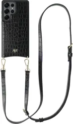 AVY Samsung Galaxy S25 Ultra - Essential Kit - Croco Zwart - Long Leather afbeelding