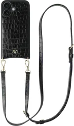 AVY Apple iPhone 16 - Essential Kit - Croco Zwart - Long Leather afbeelding