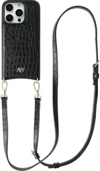AVY Apple iPhone 16 Pro - Essential Kit - Croco Zwart - Long Leather afbeelding