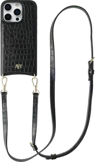 AVY Apple iPhone 16 Pro Max - Essential Kit - Croco Zwart - Long Leather afbeelding 1