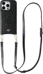AVY Apple iPhone 16 Pro Max - Essential Kit - Croco Zwart - Long Leather afbeelding