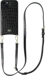 AVY Apple iPhone 15 - Essential Kit - Croco Zwart - Long Leather afbeelding