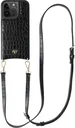 AVY Apple iPhone 15 Pro - Essential Kit - Croco Zwart - Long Leather