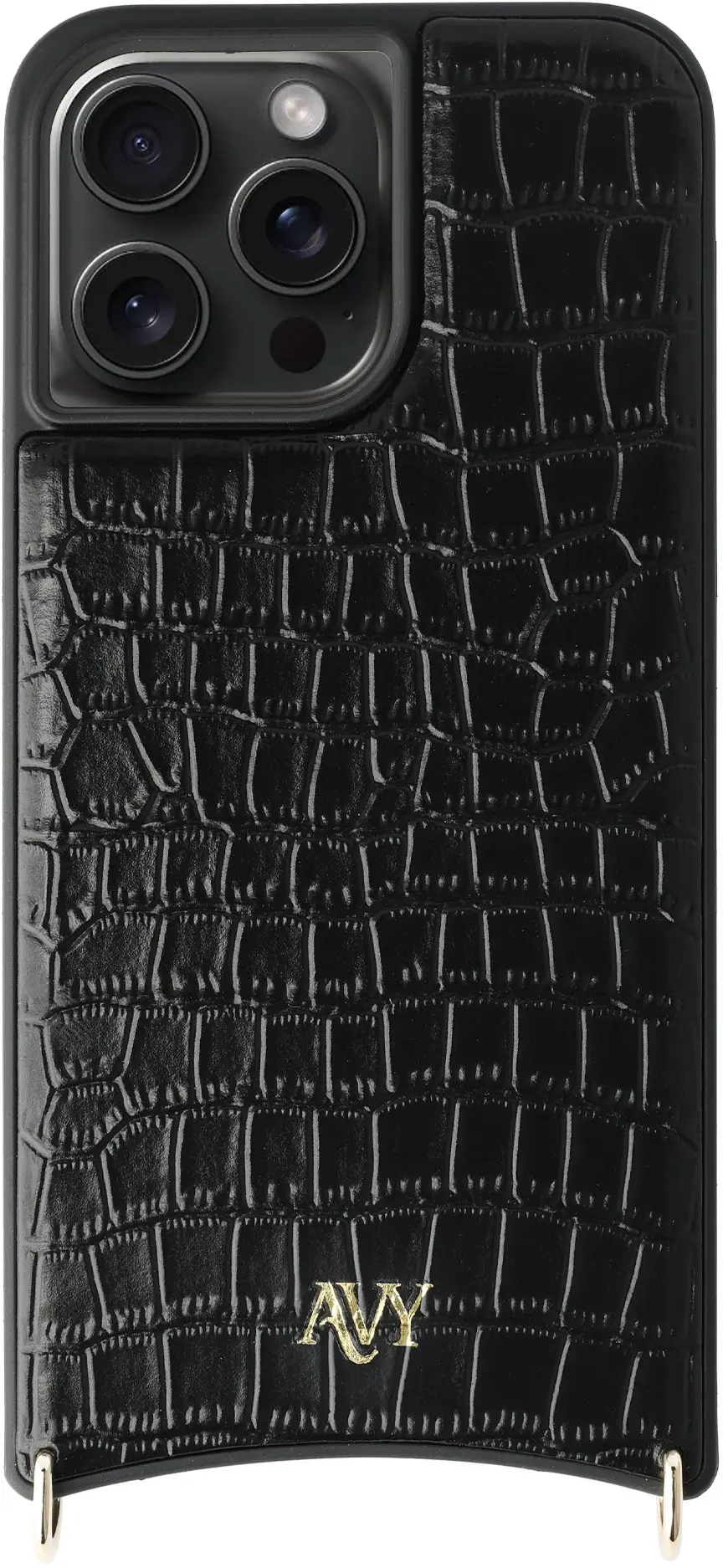 AVY Apple iPhone 15 Pro Max - Essential Kit - Croco Zwart - Long Leather afbeelding 11