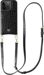 AVY Apple iPhone 14 Pro - Essential Kit - Croco Zwart - Long Leather afbeelding