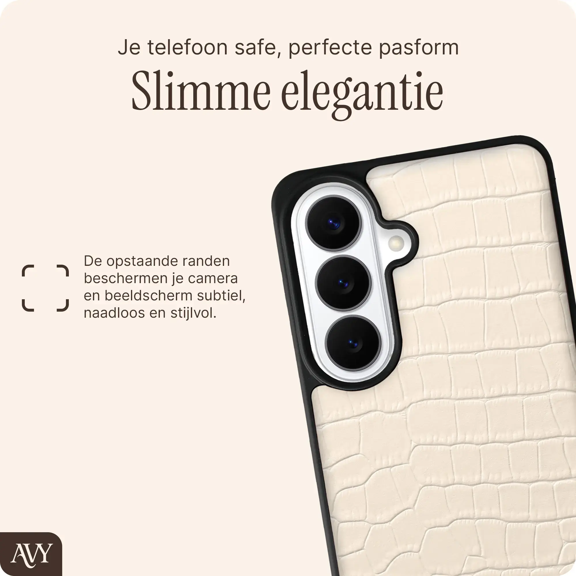 AVY Samsung Galaxy S26 - Essential Kit - Croco Beige - Long Leather afbeelding 9