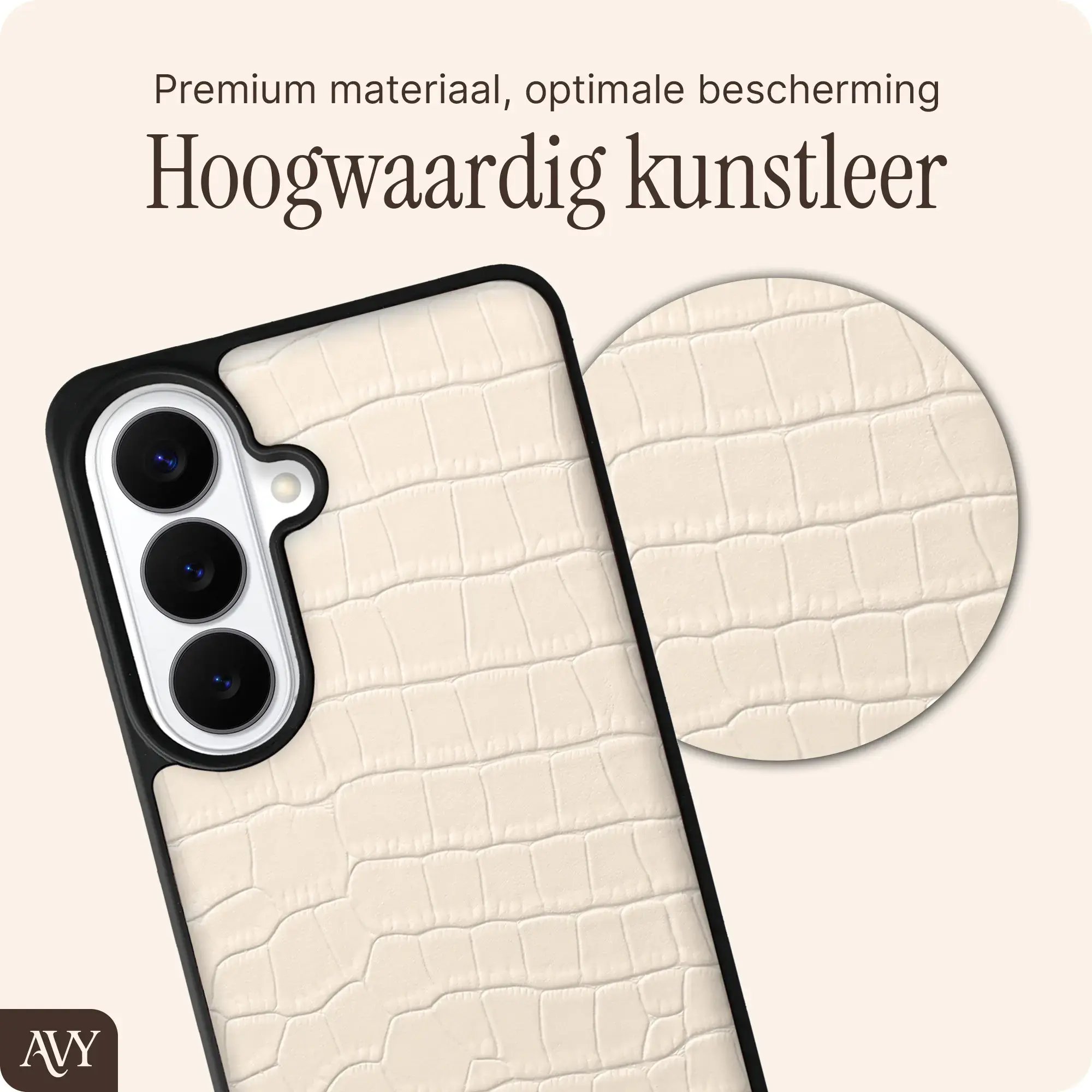 AVY Samsung Galaxy S26 - Essential Kit - Croco Beige - Long Leather afbeelding 5
