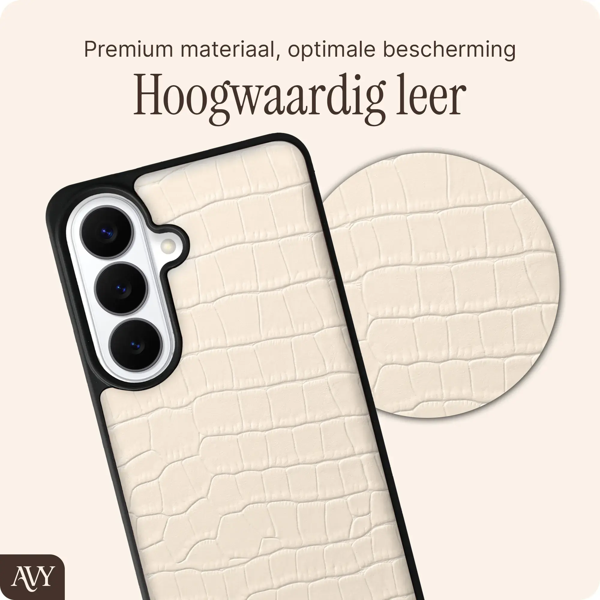 AVY Samsung Galaxy S26 Plus - Essential Kit - Croco Beige - Long Leather afbeelding 5