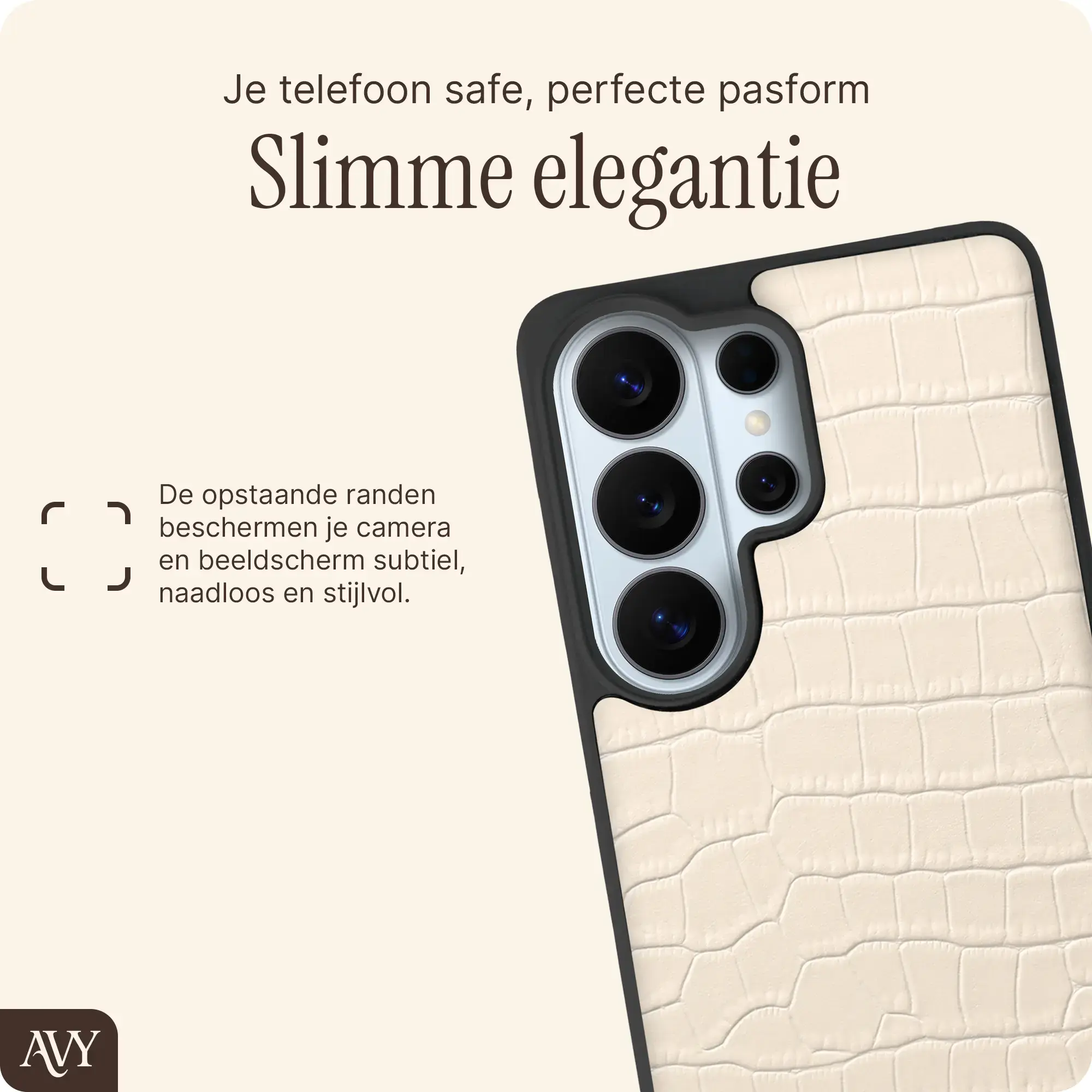 AVY Samsung Galaxy S26 Ultra - Essential Kit - Croco Beige - Long Leather afbeelding 6