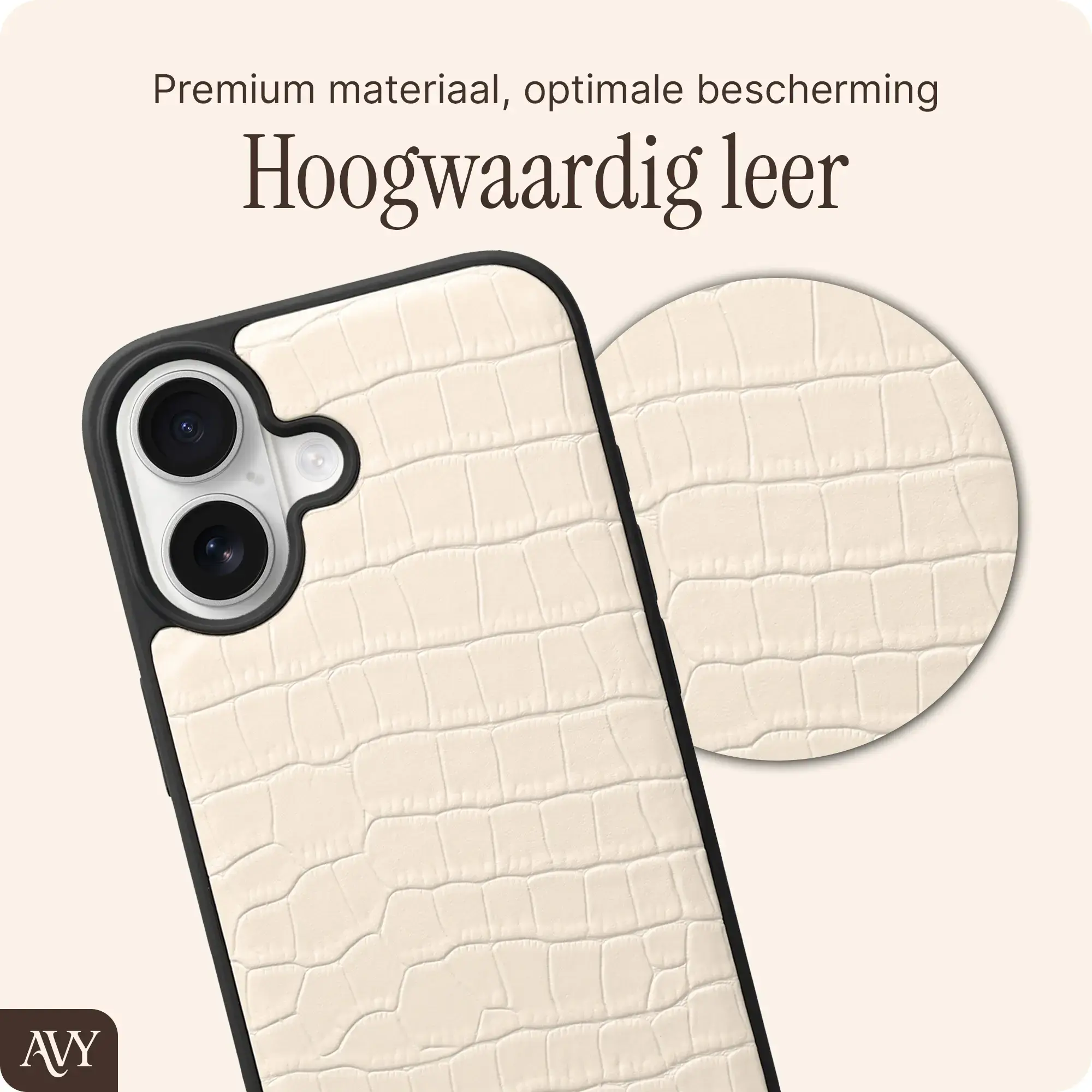 AVY Apple iPhone 17 - Essential Kit - Croco Beige - Long Leather afbeelding 6