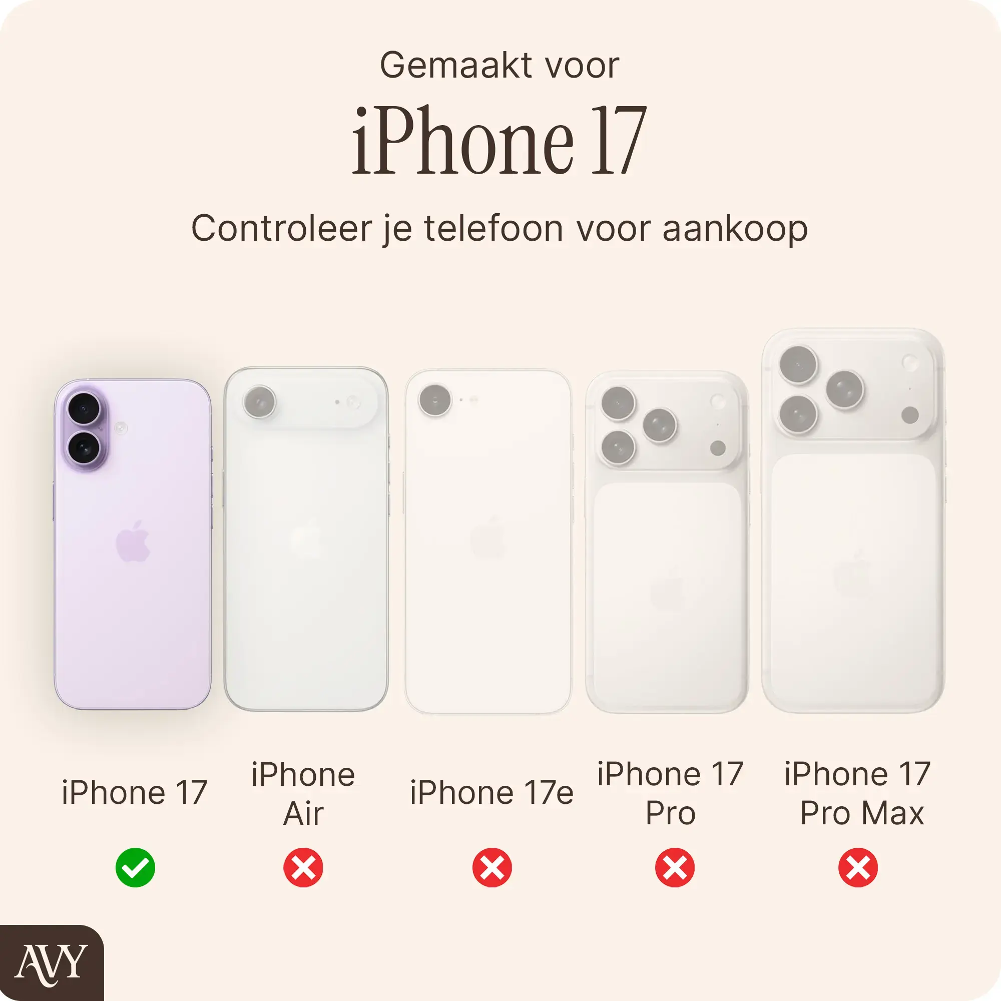 AVY Apple iPhone 17 - Essential Kit - Croco Beige - Long Leather afbeelding 5