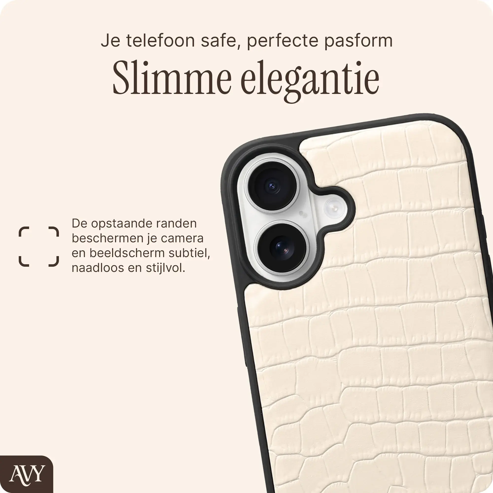 AVY Apple iPhone 17 - Essential Kit - Croco Beige - Long Leather afbeelding 11